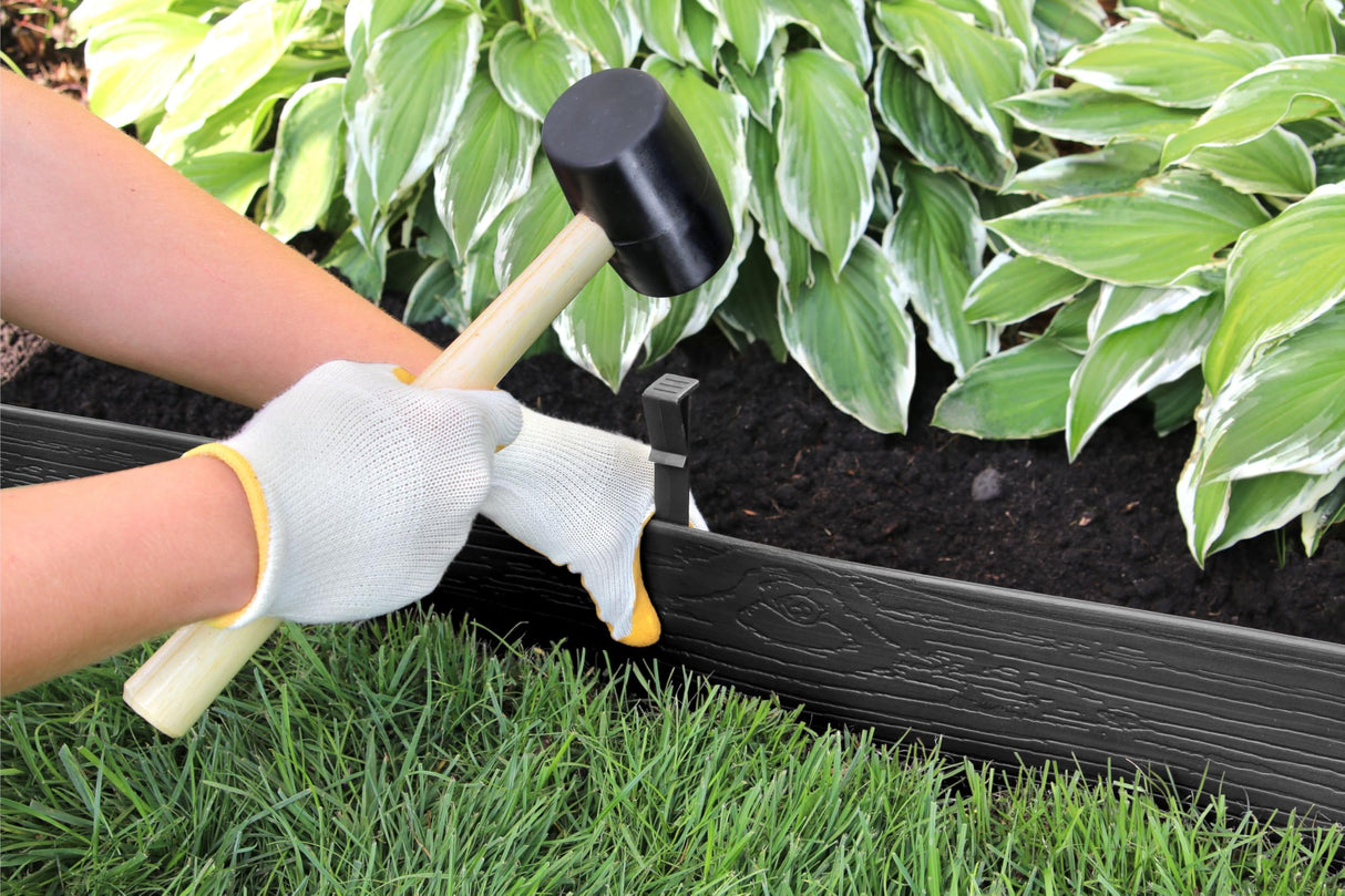 Master Mark Landscape Edging Coil, 40 ft x 4 inch Tall Garden Edging Border for Lawn and Pathways, Terrace Board, Black, 10 Stakes