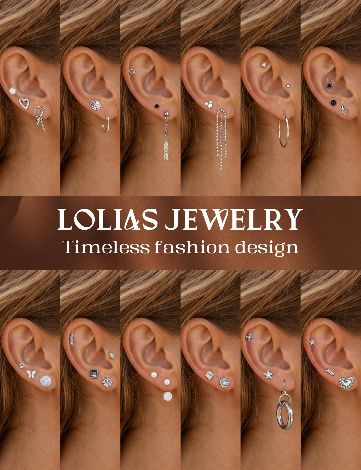 LOLIAS 90Pairs Hypoallergenic Stud Earrings Set for Sensitive Ears Women
