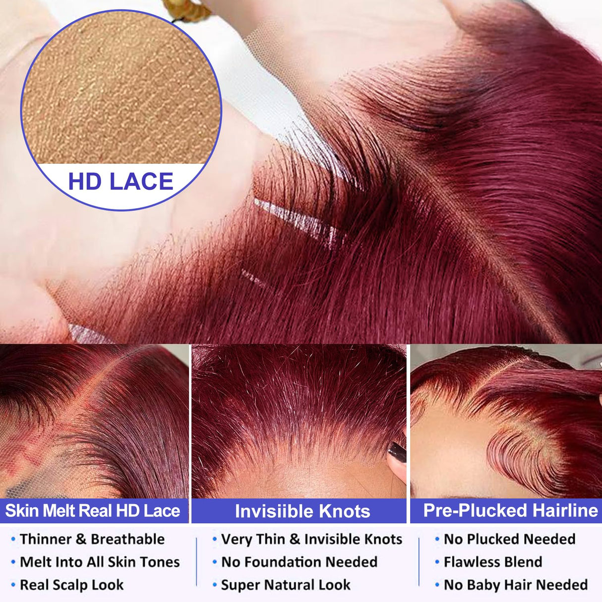 cifendin 30 Inch 99J Burgundy Wig Human Hair 13x6 Lace Front Wigs Human Hair Body Wave 12A HD Transparent Lace Front Wigs Human Hair Pre Plucked Red Wine Glueless Frontal Wigs Human Hair for Women