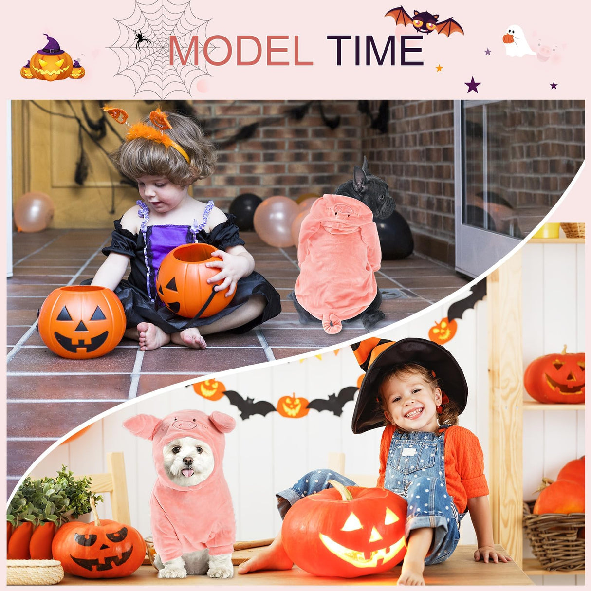 NACOCO Halloween Pig Dog Costume - Pet Christmas New Year Hoodie Warm Party Coat Outfit for Small and Medium Cat Dog Clothes(Pink Pig,XL)