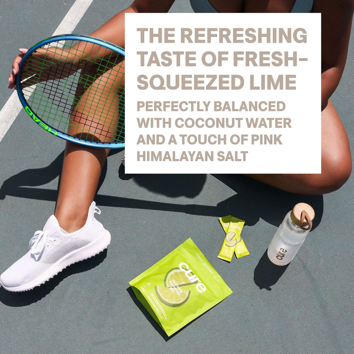 Cure Hydration | Plant-Based Electrolyte Drink Mix | No Added Sugar | FSA & HSA | Dehydration Relief Powder Made with Coconut Water | Non-GMO | Vegan | Pouch of 14 Packets - Lime