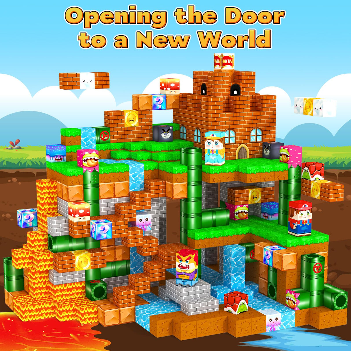 ORZbb Magnetic Blocks Building Games Kids Toys for 3 4 5 6 7 8 9 10 11 12 13 Year Old Boys Girls, Magnetic Cubes Montessori Sensory Toys for Ages 3+ Travel Party Christmas Birthday Gifts