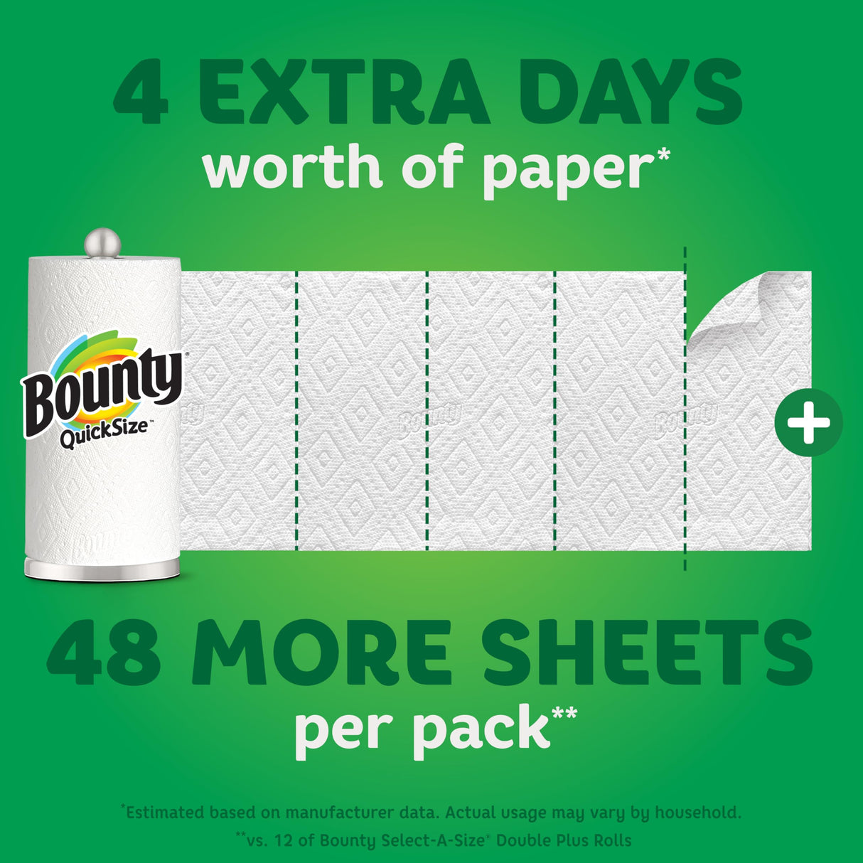 Bounty Paper Towels Quick Size, White, 16 Family Rolls = 40 Regular Rolls (Packaging May Vary)