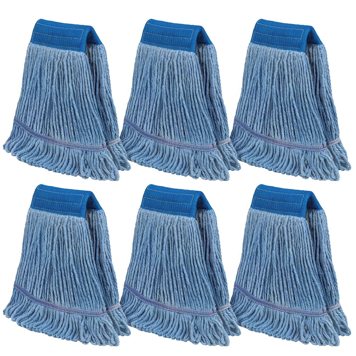 Commercial Mop Head Refills 6 Pack, Heavy Duty Cotton Loop End Mop Heads for Industrial Floor Cleaning, Super Absorbent String Mop Replacements for Restaurant, Garage, Warehouse (16oz)