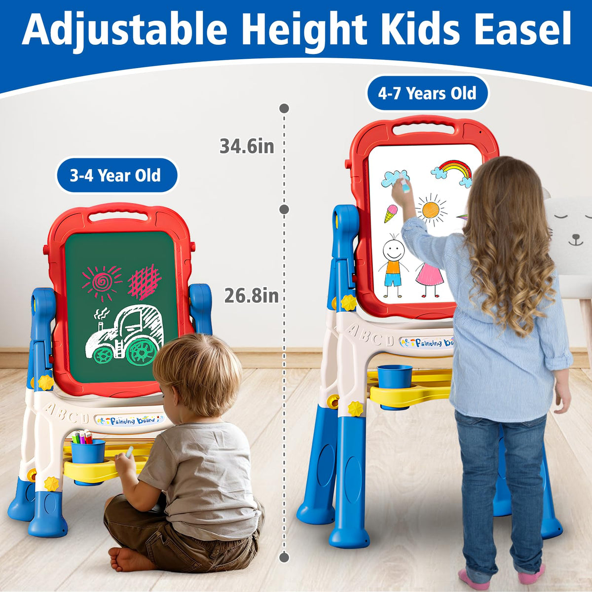Easel for Kids Double-Sided Art Drawing Board Toys 3 4 Year Birthday Gifts