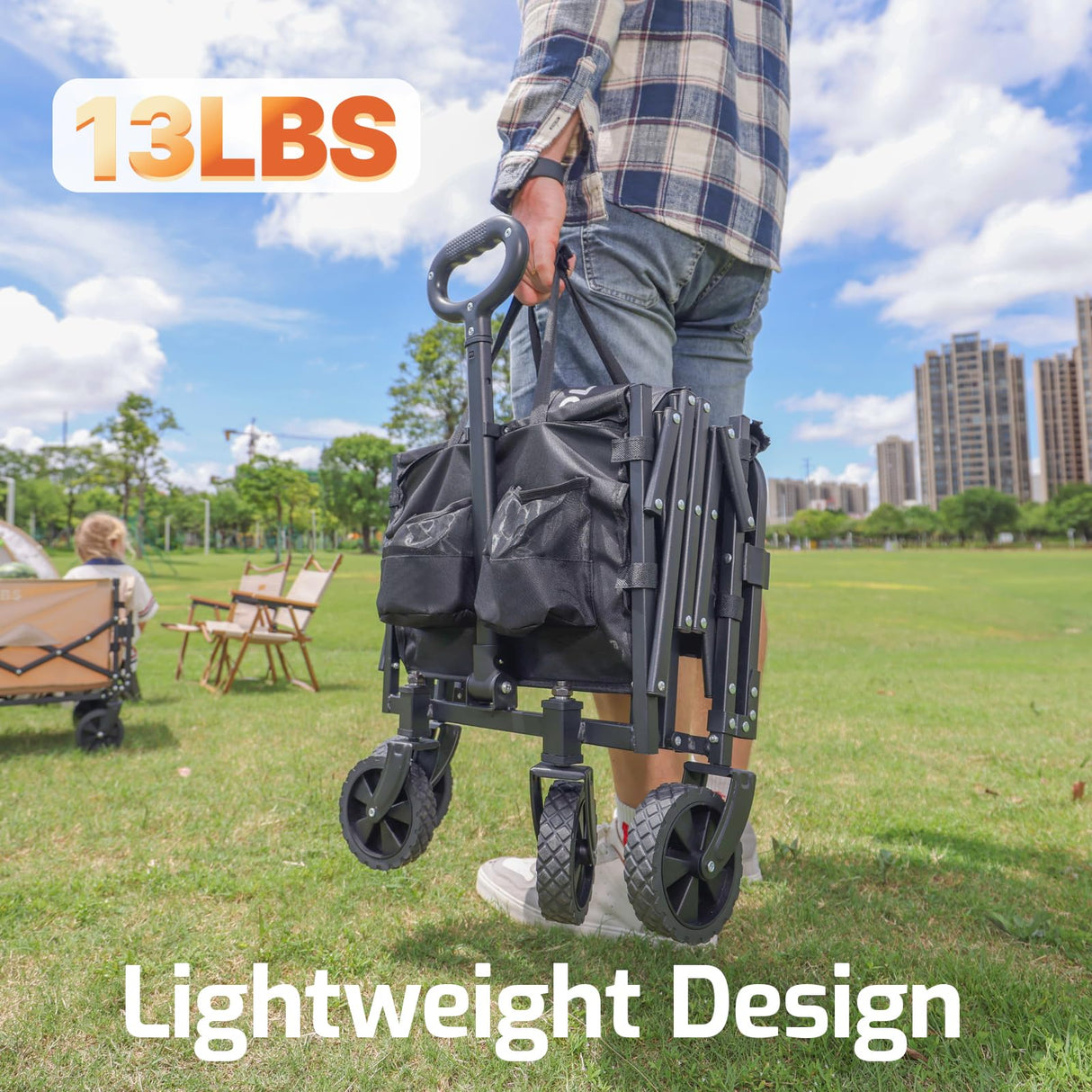 Golabs WA1 Collapsible Folding Wagon Cart, Max 220lb Load, Expands to 100L