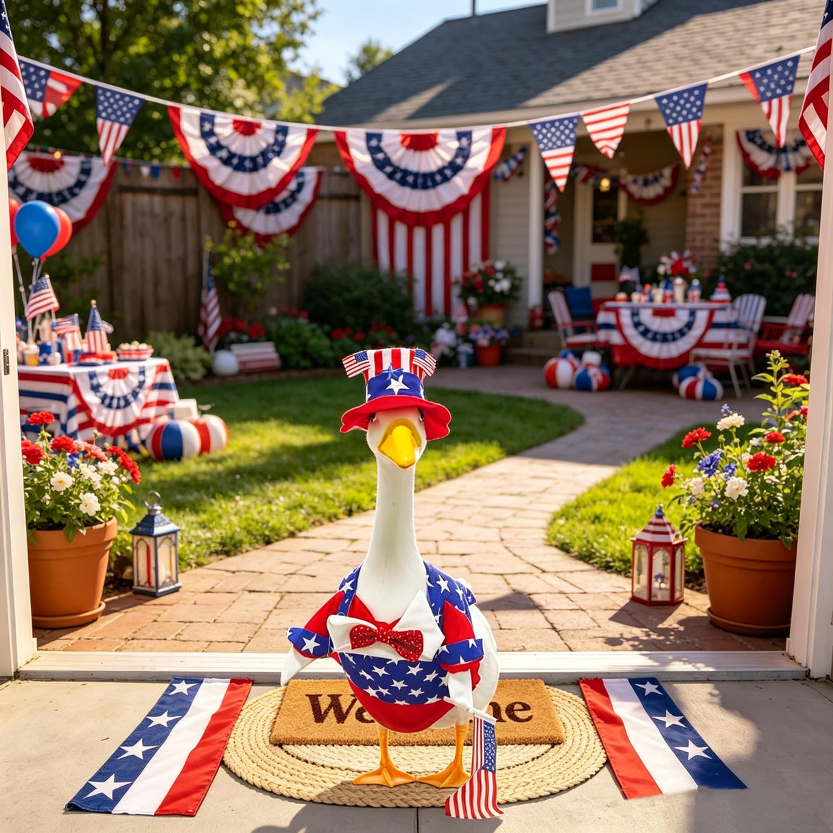 8 Set Holiday Porch Goose Outfits All Seasons Holiday Bundle St. Patrick Easter Summer Hawaiian 4th of July Fall Lawn Goose Clothing Porch Goose Clothes for Goose Patio Yard Lawn Decor