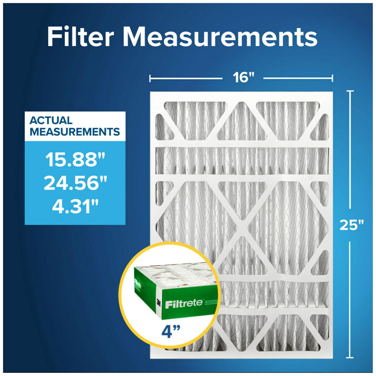Filtrete 16x25x4 AC Furnace Air Filter, MPR 700, MERV 8, Fits Lennox & Honeywell Device, Capture Dust, Pollen & Pet Dander, Electrostatic Air Cleaning Filter, 2-Pack (Actual Size 15.88x24.56x4.31 in)