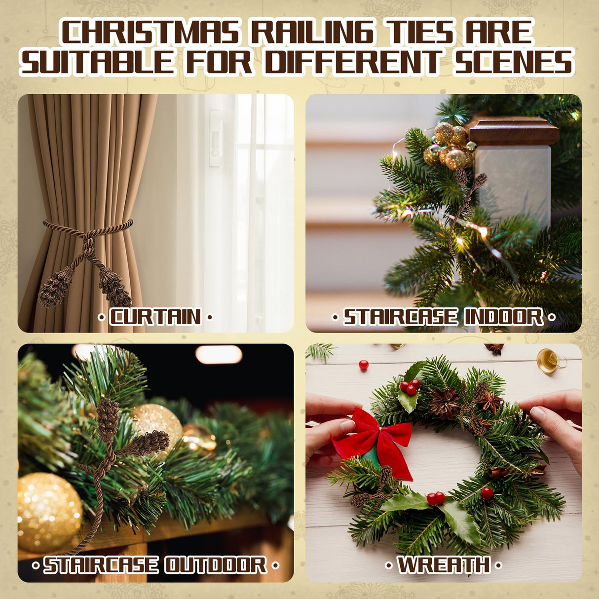 Shappy 36 Pieces Christmas Garland Ties for Banister Christmas Decorative Reusable Flexible Twist Ties for Garland Staircase Home Decoration Holiday Craft Wrapping (Brown)