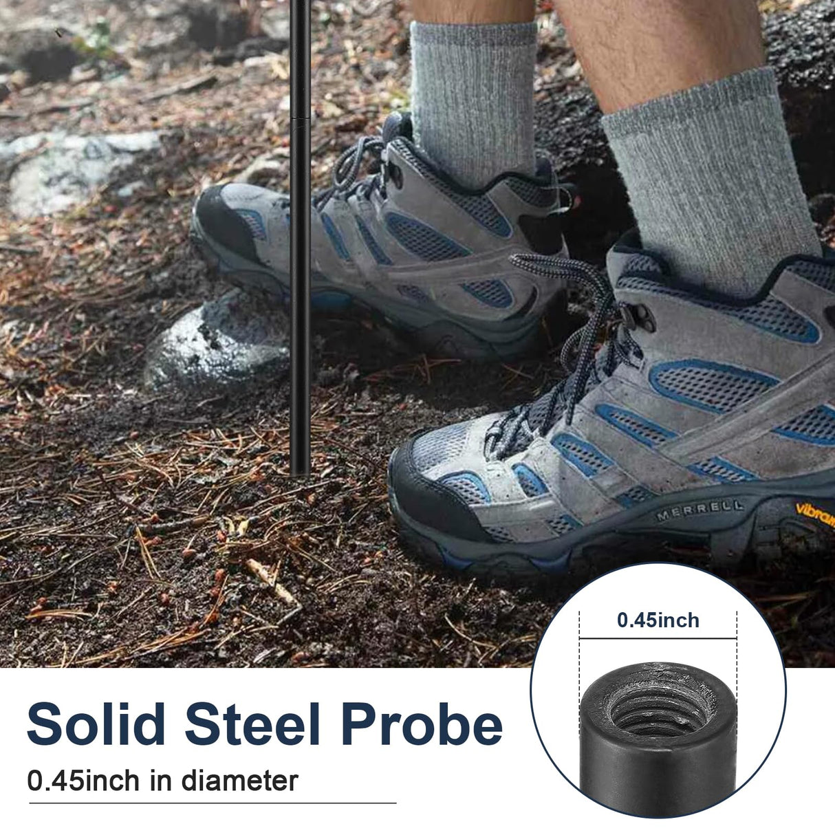 Soil Probe Rod, 48 Inch Metal Septic Tank Locator Tool Ground Probe Rod for Soil Compaction, Locating Underground Pipes and Gopher Runs, Gardening