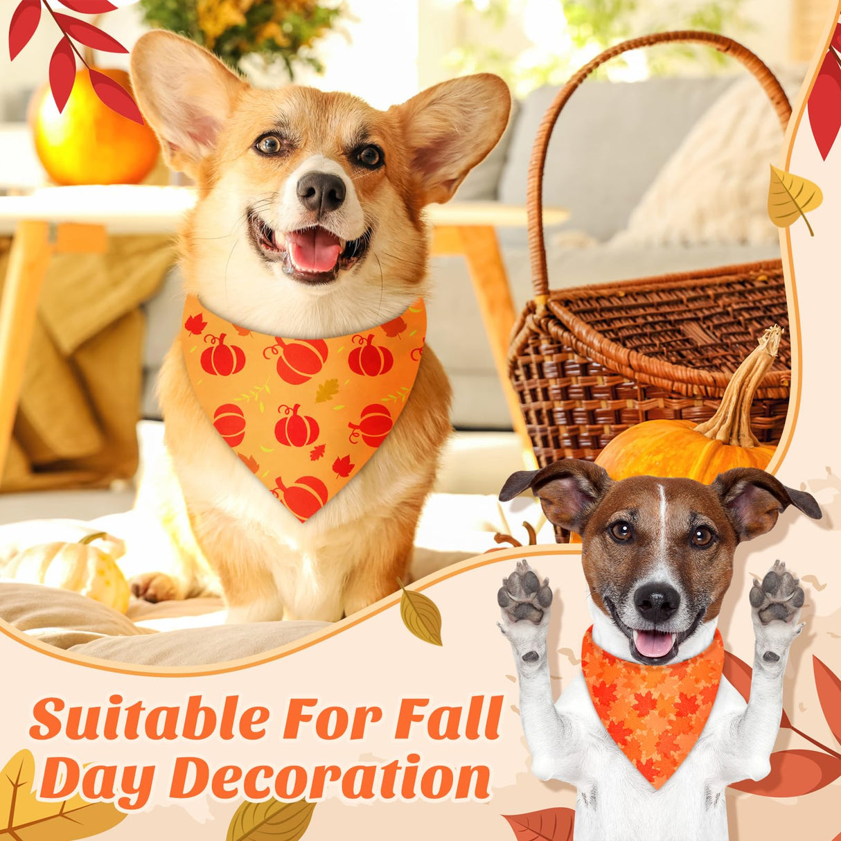 Chunful 30 Pcs Holiday Dog Bandanas Bulk for Fall Thanksgiving Halloween Christmas with Maple Leaves Pumpkin Ghost Snowman Seasonal Triangle Pet Scarf for Small Medium Large 25.6 x 17.7 x 17.7 in