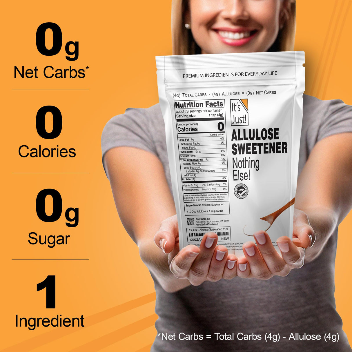 It's Just - Allulose, Sugar Substitute, Keto Friendly Sweetener, Non-Glycemic, Non-GMO (11oz)