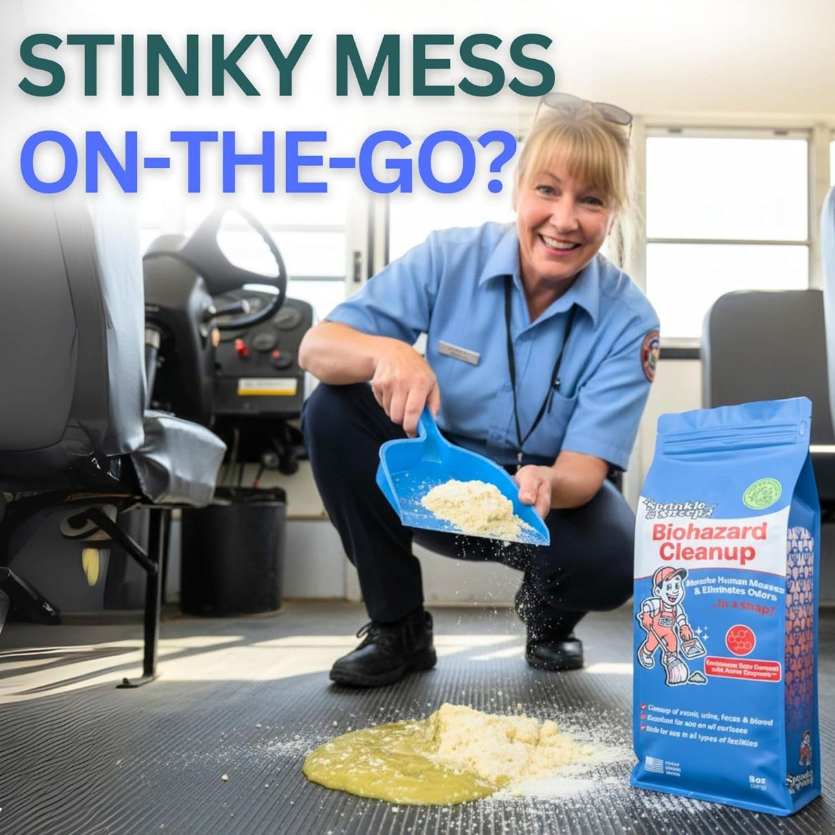 Sprinkle & Sweep: Biohazard Cleanup - 8oz - Human Bodily Fluid Solidifier, Enzyme Powder, Super Absorbent, Odor Elimination, Home-Facilities-School
