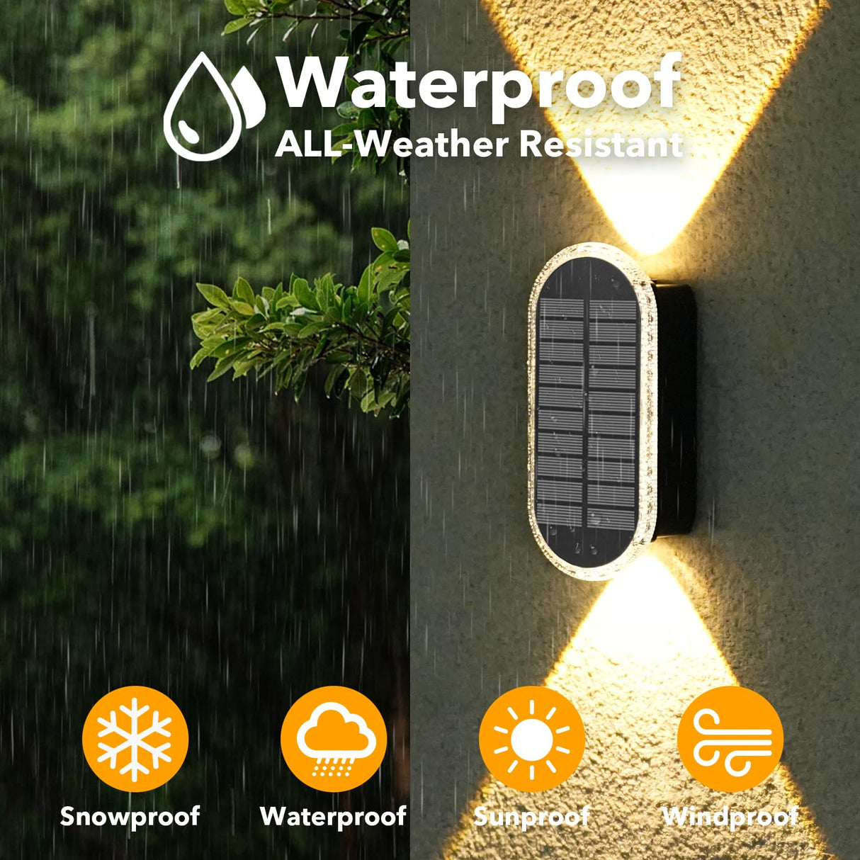 Herzila 4 Pack Solar Fence Lights, RGBW 8-Color Changing Waterproof Top and Bottom Lighting Wall for Landscape/Fence/Patio/Wall/Garden Christmas Solar Lights (2 Installation Modes)