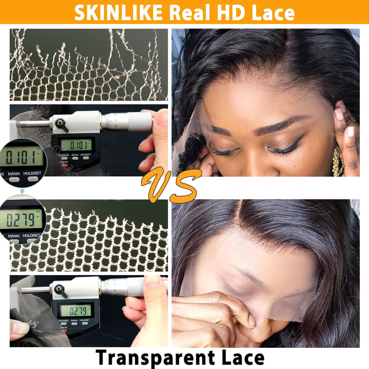 BEEOS HD Lace Closure 2x6 Body Wave Human Hair Closure 0.10mm Ultra-thin Invisible Lace Pre Plucked Hairline Single Knot 18 Inch