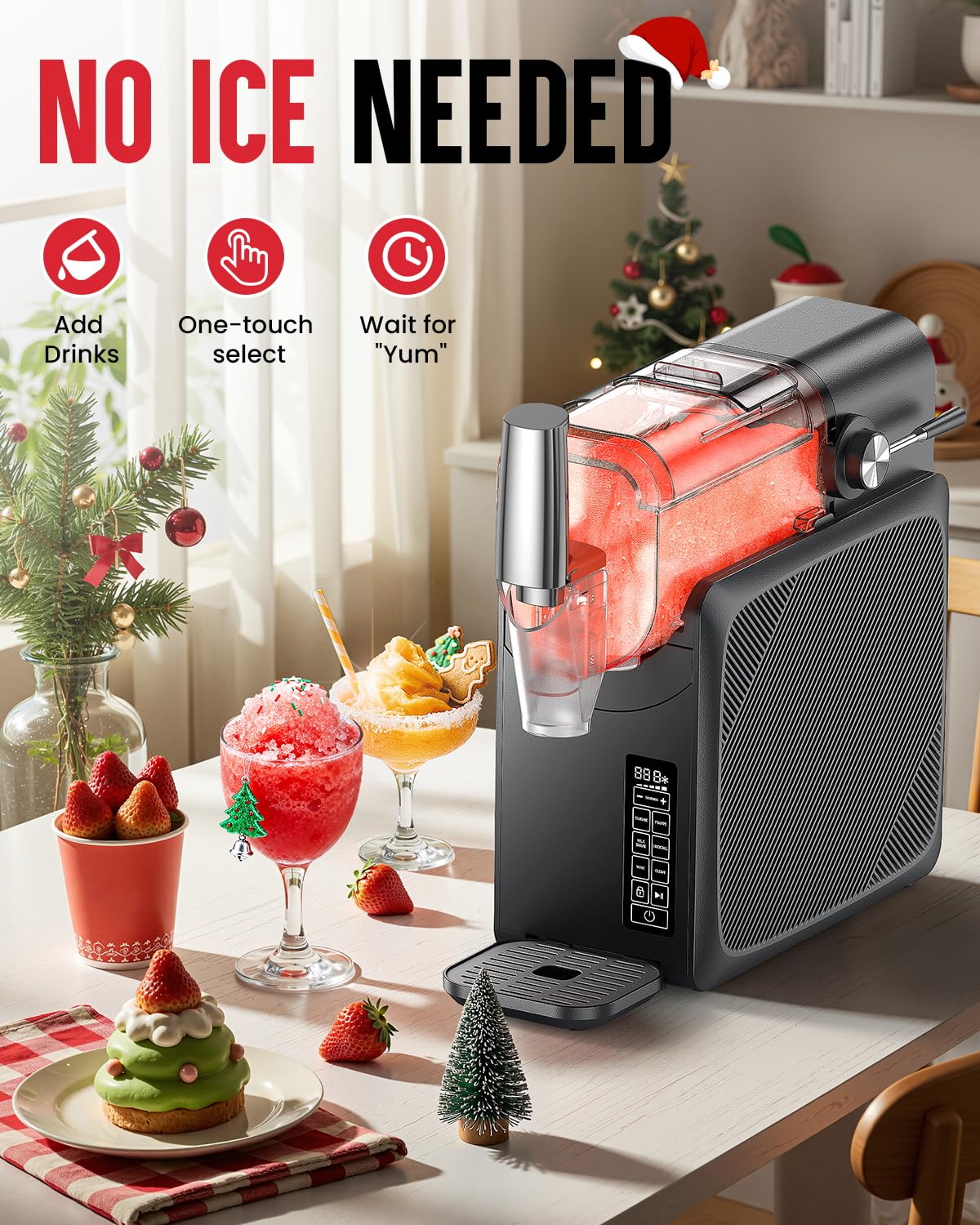 Slushie Machine No Ice Needed 88oz, Slushy Machine for Home with LED Display and 5 Preset Modes, Auto-Clean, Frozen Drink Maker Perfect for Margarita,Frappés, Cocktail Smoothie, Milkshake and More