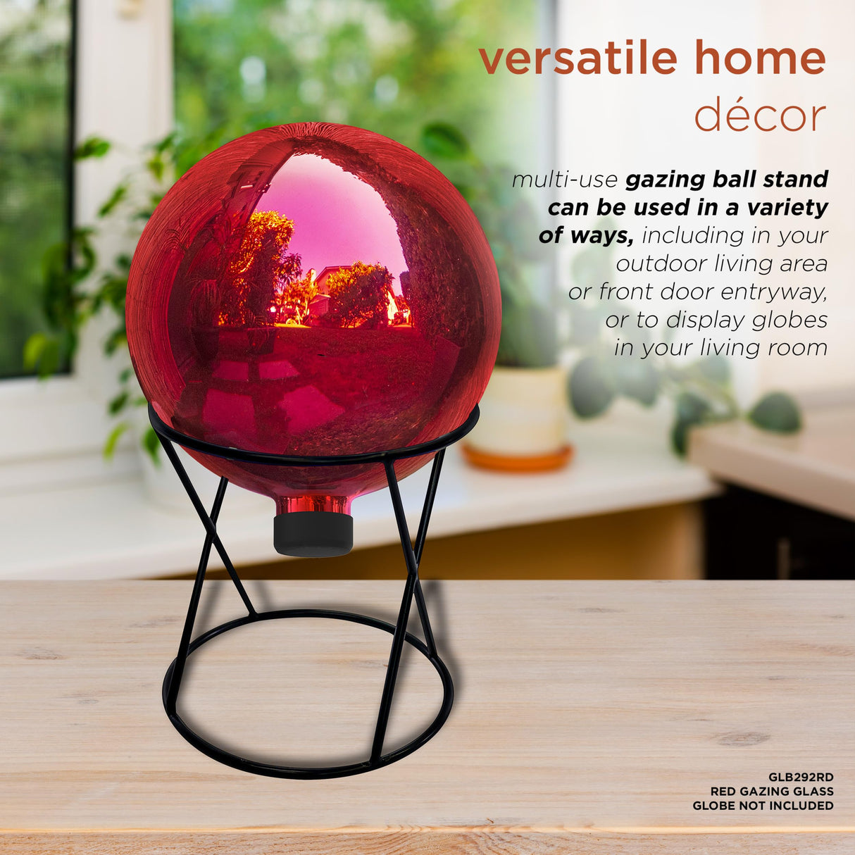 Alpine Corporation 11 Inch Tall Indoor Outdoor Gazing Globe Metal Display Stand, Black