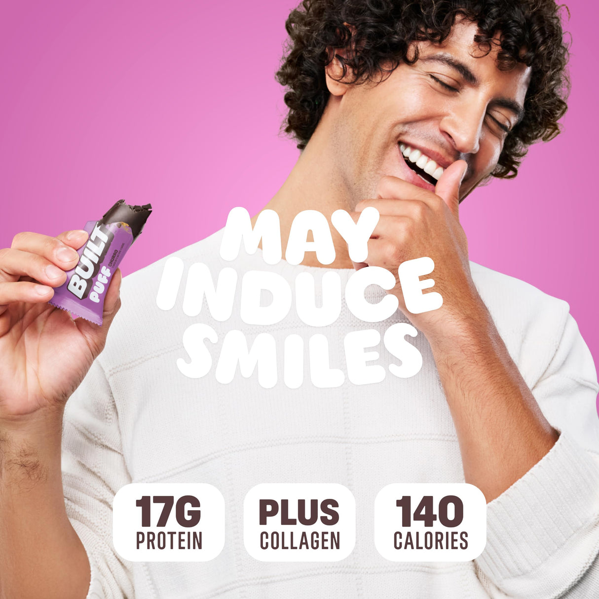 Built Bar, Puff Protein Bars, Churro Puff, 17g Protein Snacks, On-The-Go Bars, Only 140 Calories & 6g Sugar, Collagen, Gluten Free, 12 Count