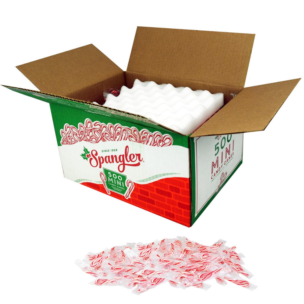 Spangler Red and White Mini Candy Canes - Bulk Individually Wrapped Peppermint Sticks, Small Holiday Treats, Classic Christmas Candy Bulk Pack - 500 Count Box