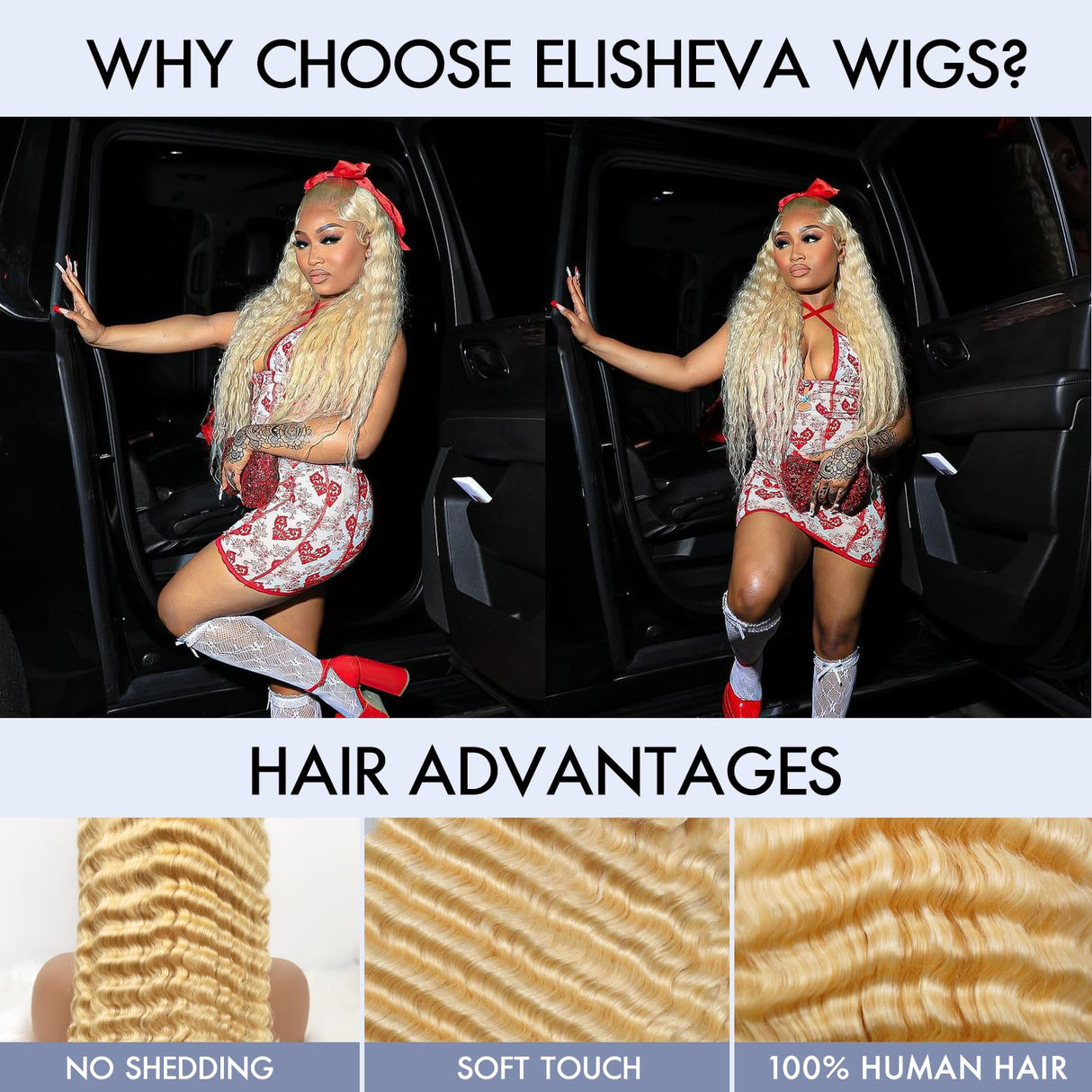 ELISHEVA 613 Lace Front Wig Human Hair 28 Inch Deep Wave Blonde Wig Human Hair 16A 13x4 HD 613 Deep Wave Blonde Lace Front Wigs Human Hair 180% Density Curly Blonde Frontal 613 Wig Pre Plucked