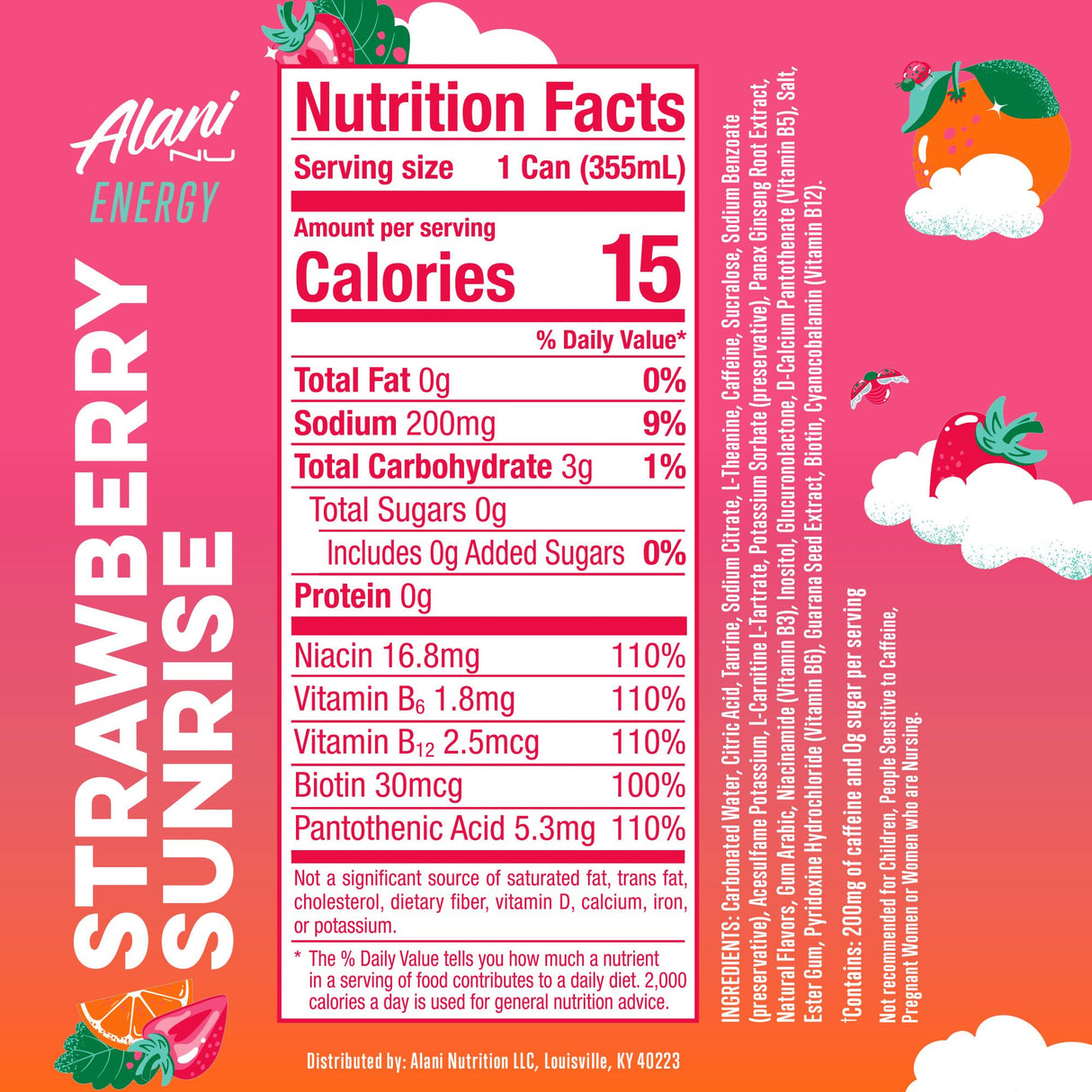Alani Nu Strawberry Sunrise Sugar Free Energy Drink (Pack of 12)