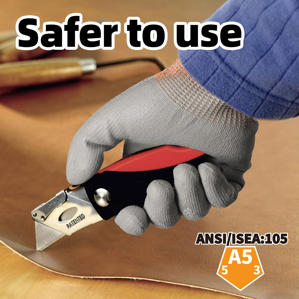Schwer 12 Pair ANSI A5 Cut Resistant Work Gloves, Cut Proof Gloves with PU Coating, Used for Metal Fabrication, WoodWorking, Construction, Non Slip, Durable, Non PFAS,L