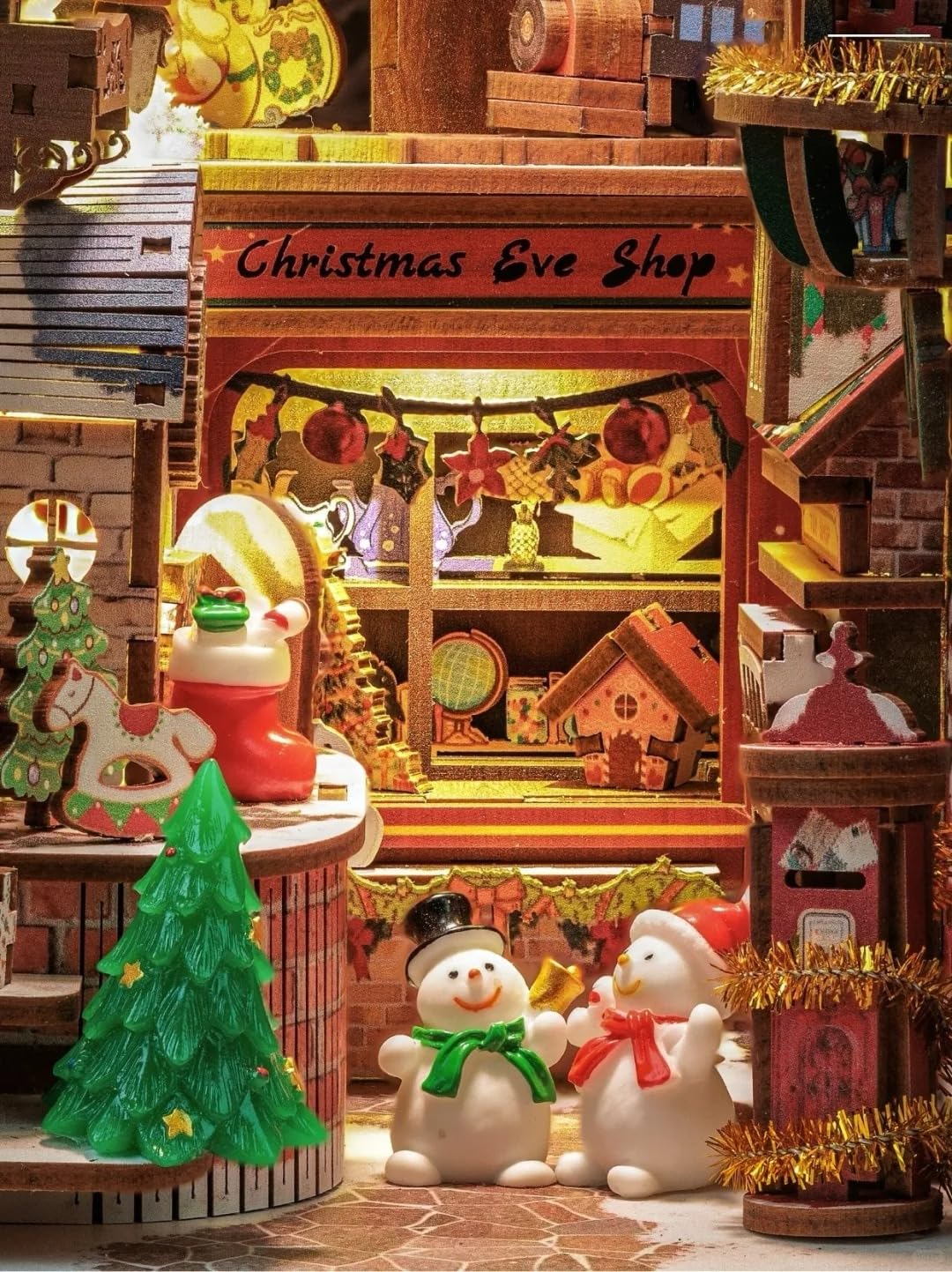 CUTEBEE Christmas Book Nook Kit - DIY Miniature House Dollhouse Kit for Adults, Teens, Booknook Tiny House Bookshelf Decor 3D Wooden Puzzle, Gifts for Family, Friends (Christmas Wish Store)