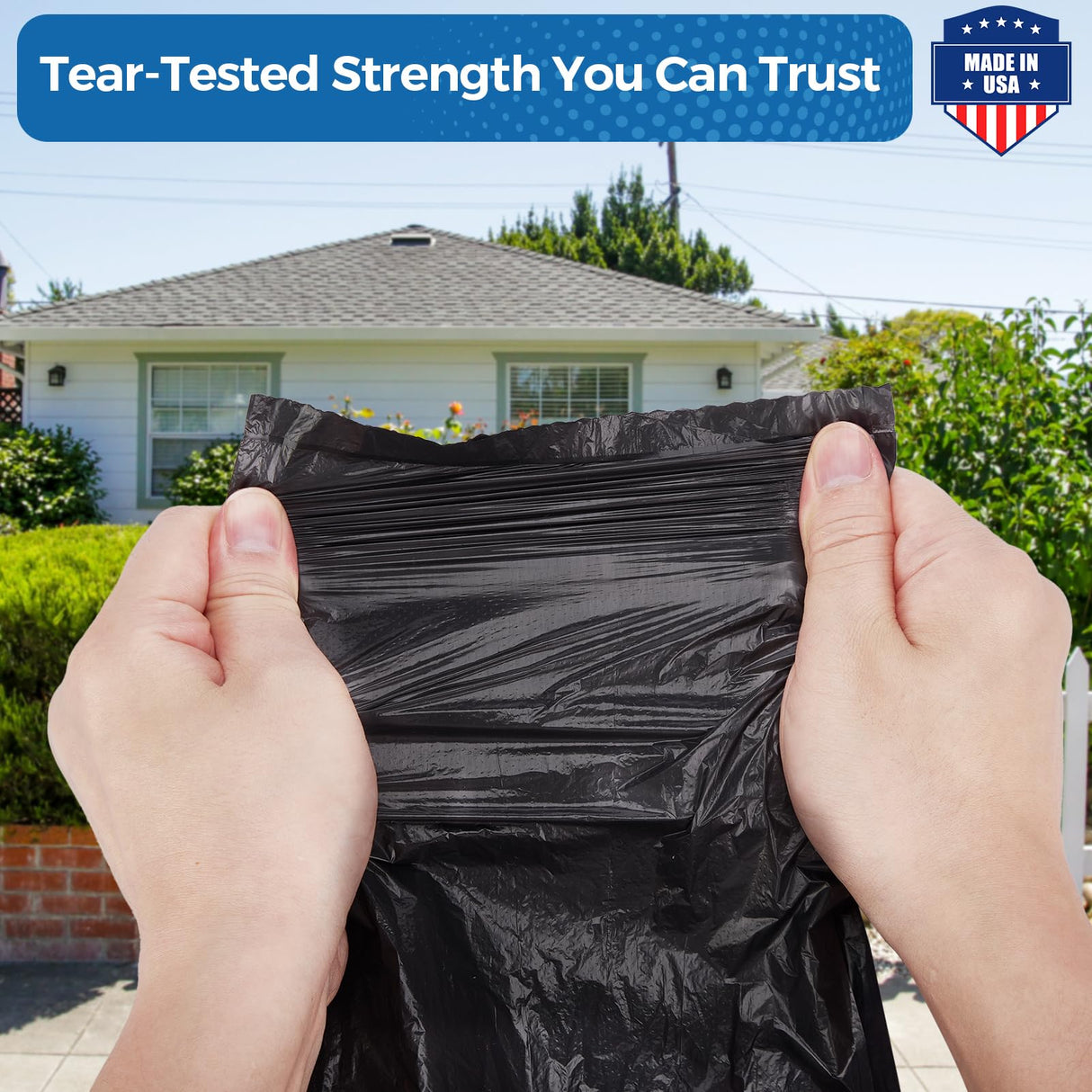 Fuxury 55-60 Gallon Trash Bags 150 Count Black Garbage Bags, 40x54" Extra Large Trash Can Liners, 0.7 Mil Plastic Bags for Serious Garbage Cleanup Home, Yard & Commercial Use, Made in USA