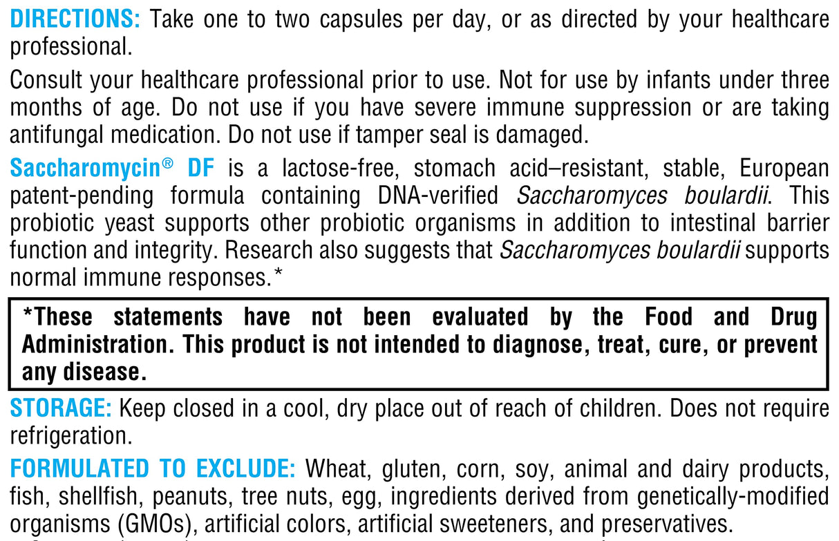 XYMOGEN Saccharomycin 10B - Stomach Acid-Resistant, DNA-Verified Saccharomyces boulardii - Dairy Free Yeast Probiotics for Gut Support & Immune Health - Formerly Saccharomycin DF (60 Capsules)