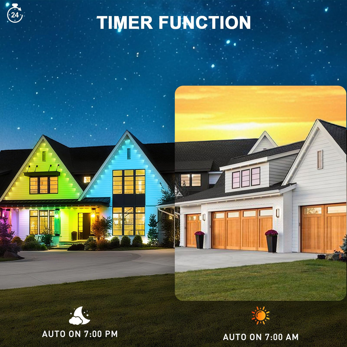 150FT Permanent Outdoor RGB Lights - Waterproof Smart LED Eaves Lights with App/Remote Control, Music Sync & DIY Scenes, Perfect for Christmas, Halloween, Parties & Daily Decor, Ideal for House Roof