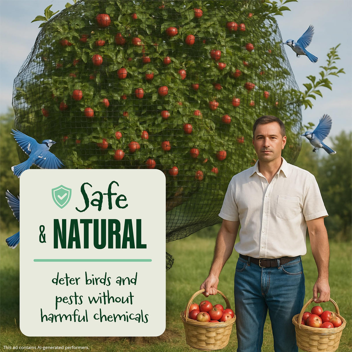 Dalen Bird-X Protective Mesh Netting for Fruit Trees & Berries - 28 x 28 ft