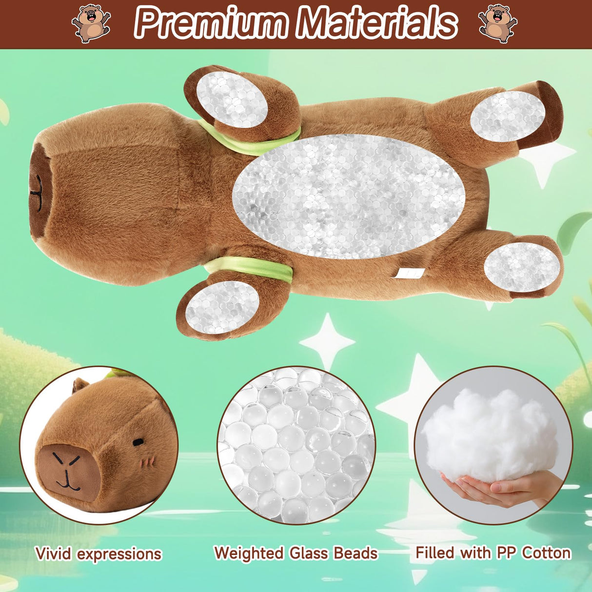 SQEQE Weighted Stuffed Animals Capybara with Turtle Backpack, Weighted Capybara Plush, Cute Plushies Pillow Toy for Bed Time, Christmas & Valentines Gift 23.6 Inch 3.8 Lbs