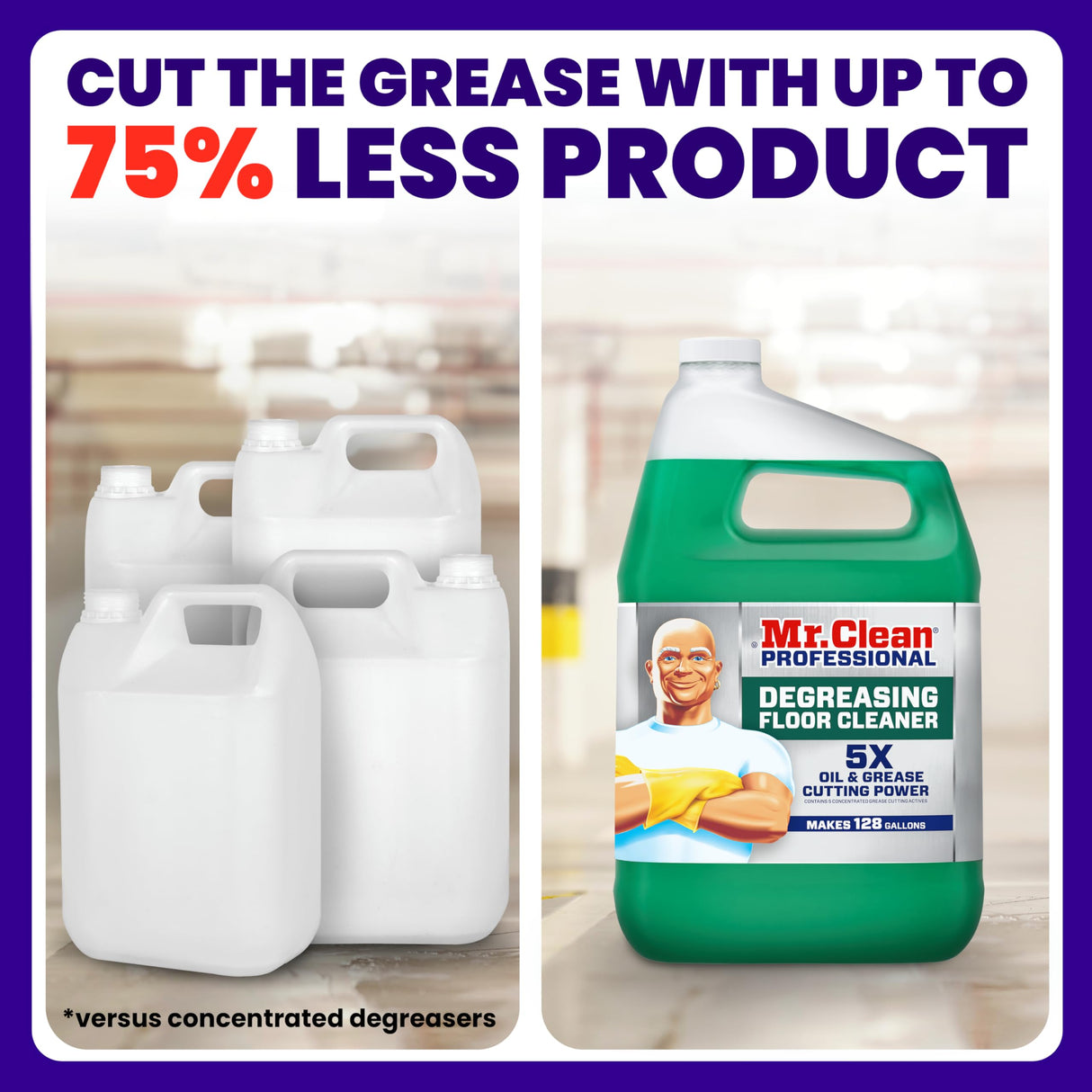 Mr. Clean PRO Degreasing Floor Cleaner, Bulk Liquid Concentrate for Removing Tough Grease and Oil Stains, Commercial Use, 1 gal (Case of 3)