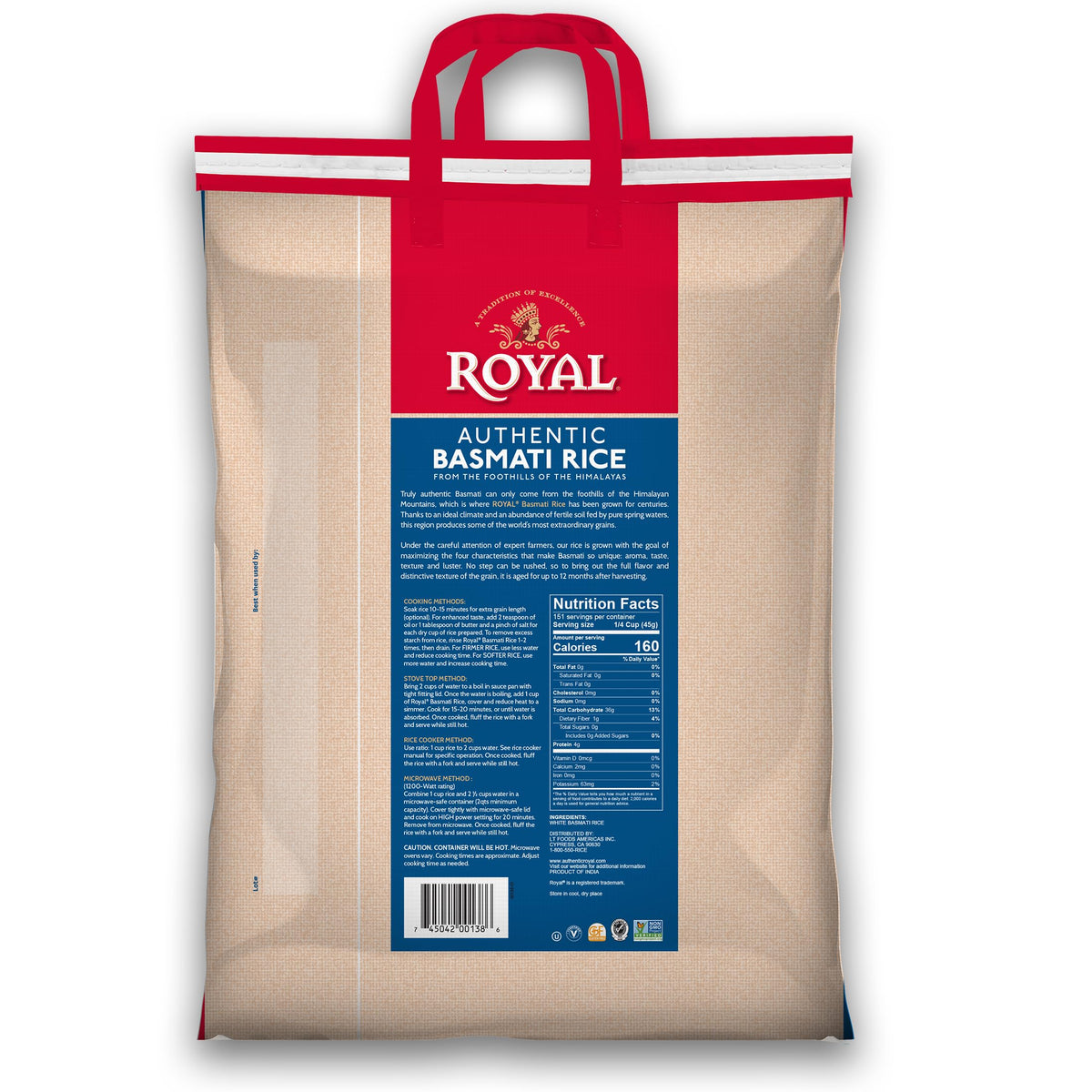 Royal Basmati Rice - Authentic Long Grain White Basmati Rice - 15 lb Bag