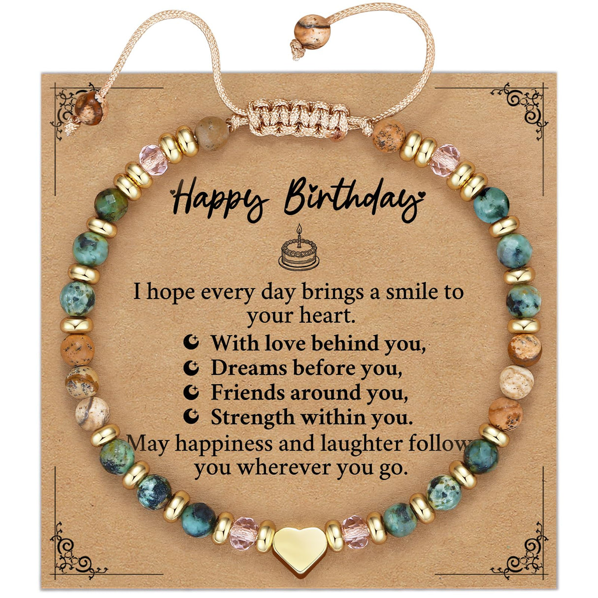 Idylane Happy Birthday Gifts for Women, Best Friend Friendship BFF Bestie Bracelets, Sister Gift from Sister, Turquoise Bracelet, Retirement Mom Gifts