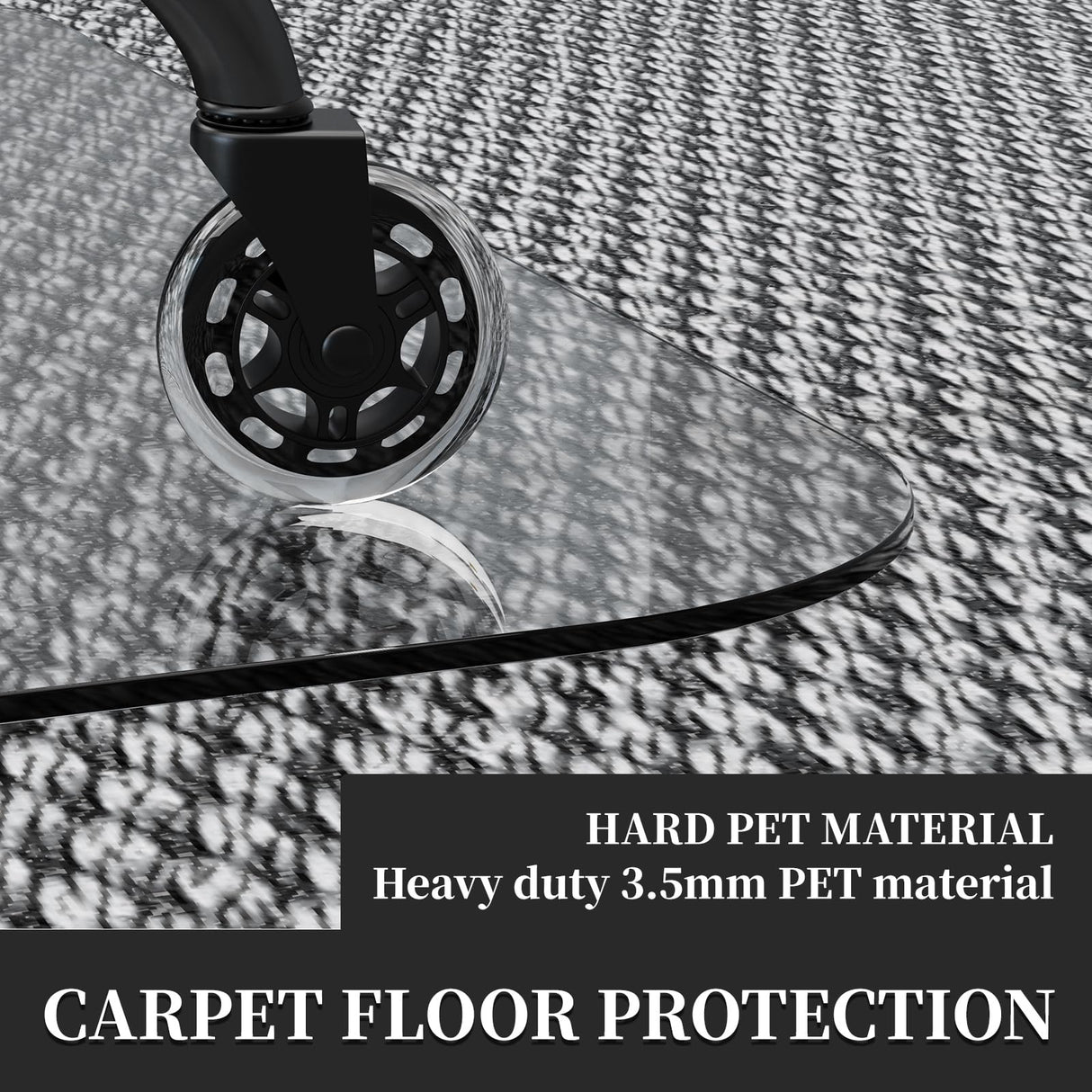 KAISLE Office Chair Mat for Carpet Floor, Plastic Rolling Chair Mat for Carpeted Floors, Computer Desk Chair Floor Mats, 48 x 30 Inch Rectangle Clear Heavy Duty Floors Protector 0.14 Inch Thick