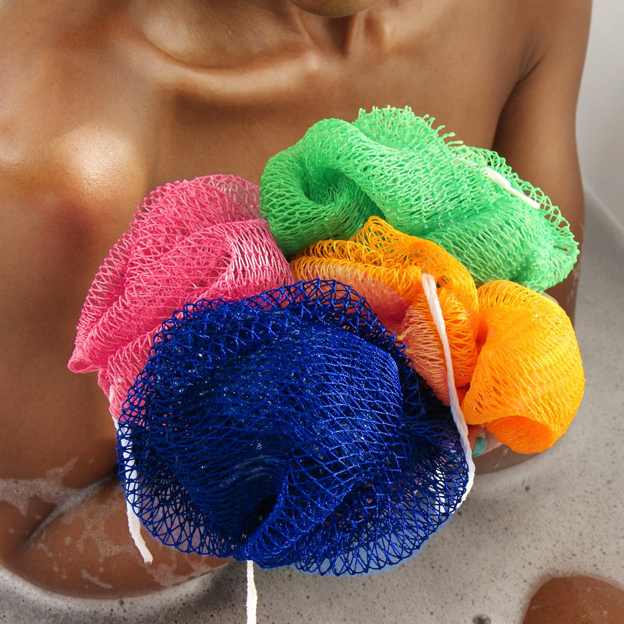 African Net Sponge Authentic - 2 Pieces Real African Exfoliating Sponge with Knots - Afro Back Scrub Net for Body Exfoliator - Bath Washcloth for Shower