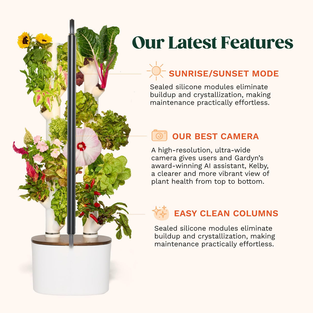 Gardyn Studio 2 Hydroponics Growing System - 16 Plants, Smart Tower