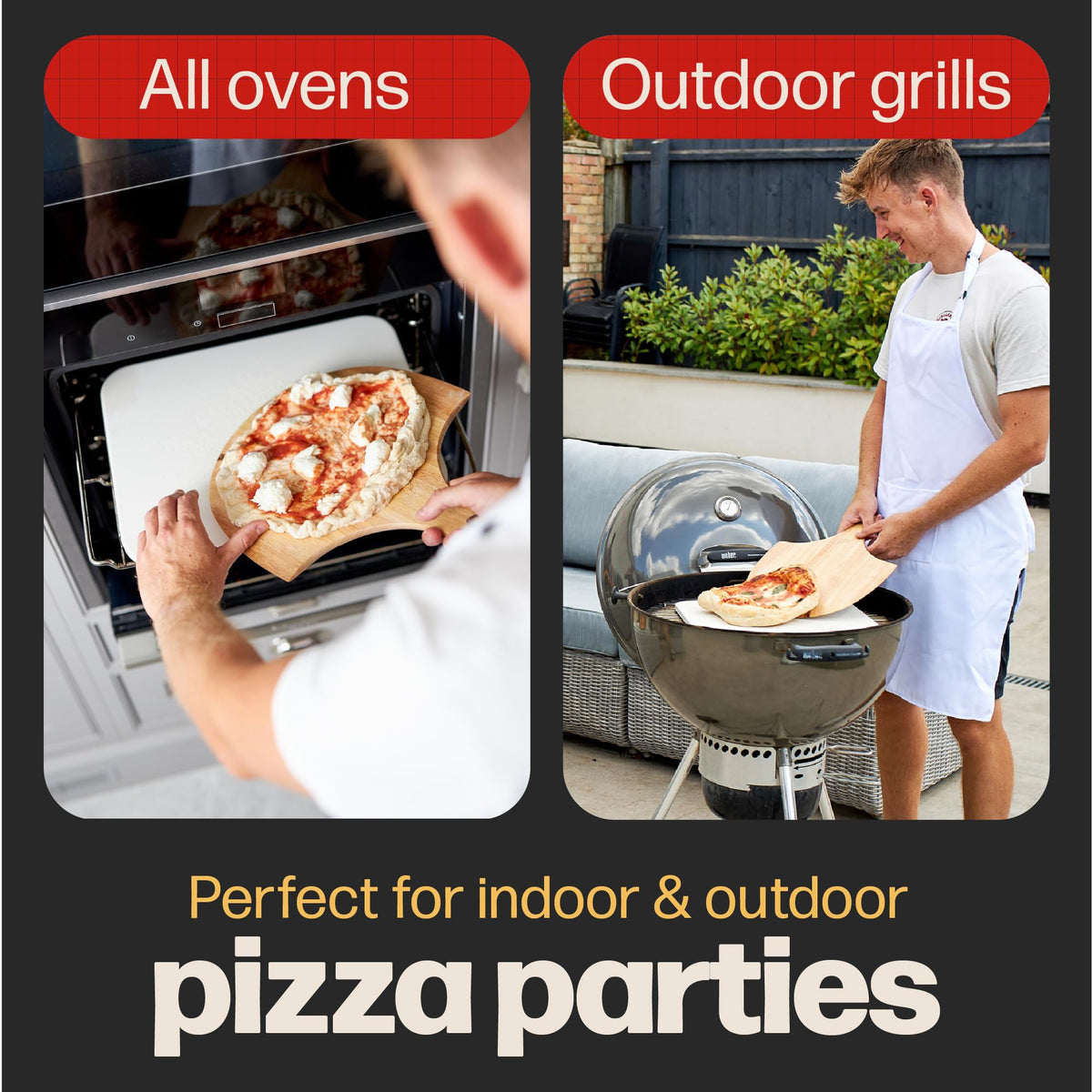 Hans Grill Rectangular Pizza Stone with Peel, 15 x 12 Inch Cordierite Stone