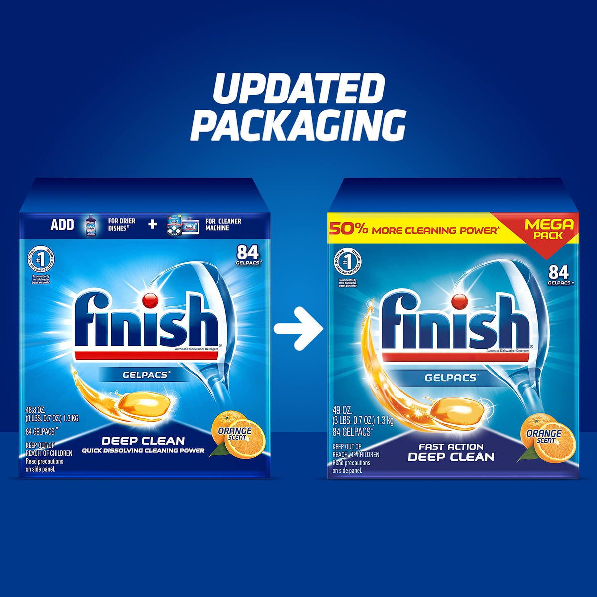 Finish Gelpacs Dishwasher Pods, Dish Detergent, Orange Scent, 84ct