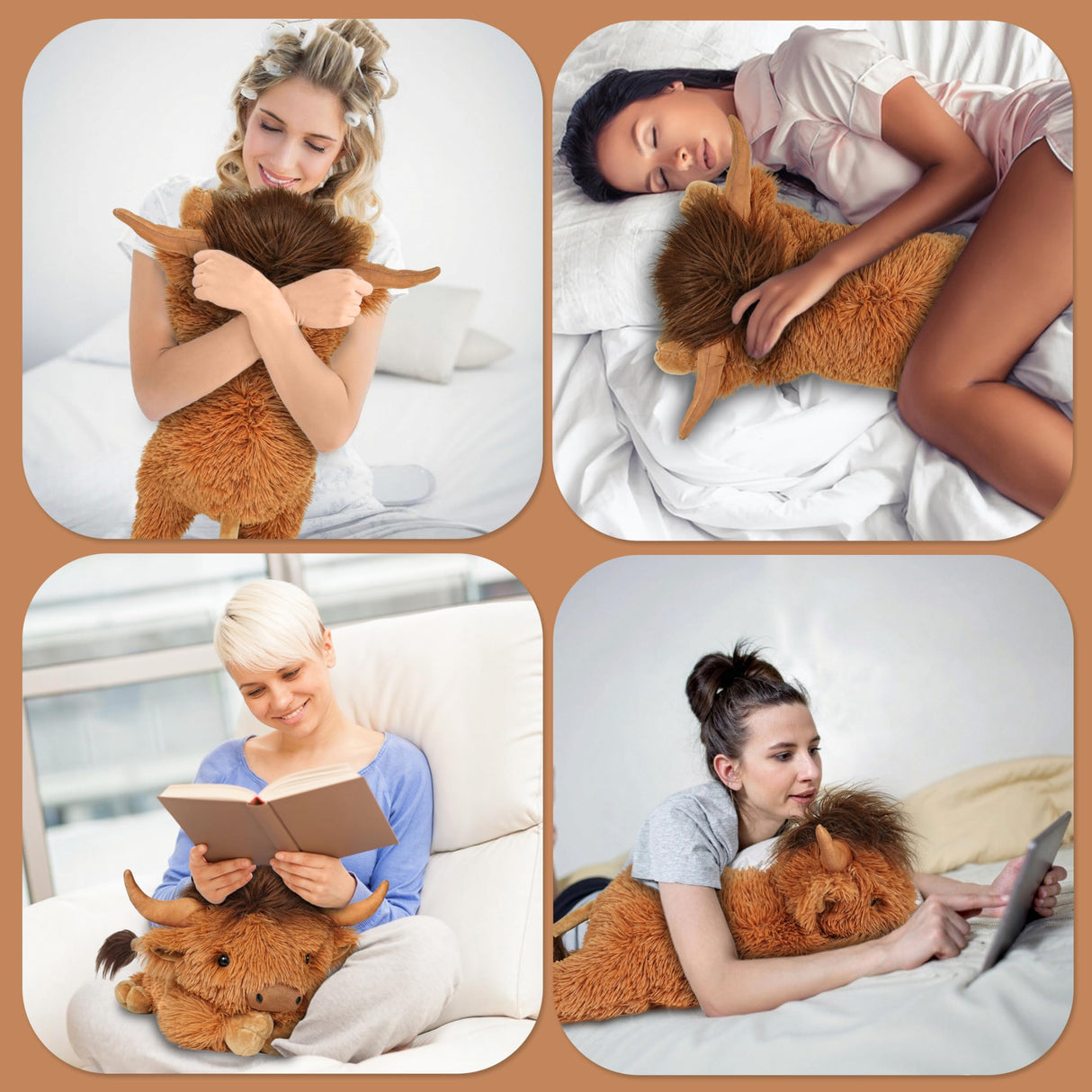 WDXDSOB Weighted Highland Cow Stuffed Animals | 4.2 Lbs Weighted Highland Cow Plush for Kids & Adults | 21.6 Inch Large Cattle Pillow Toy Gift for Christmas Birthday Mother's Day