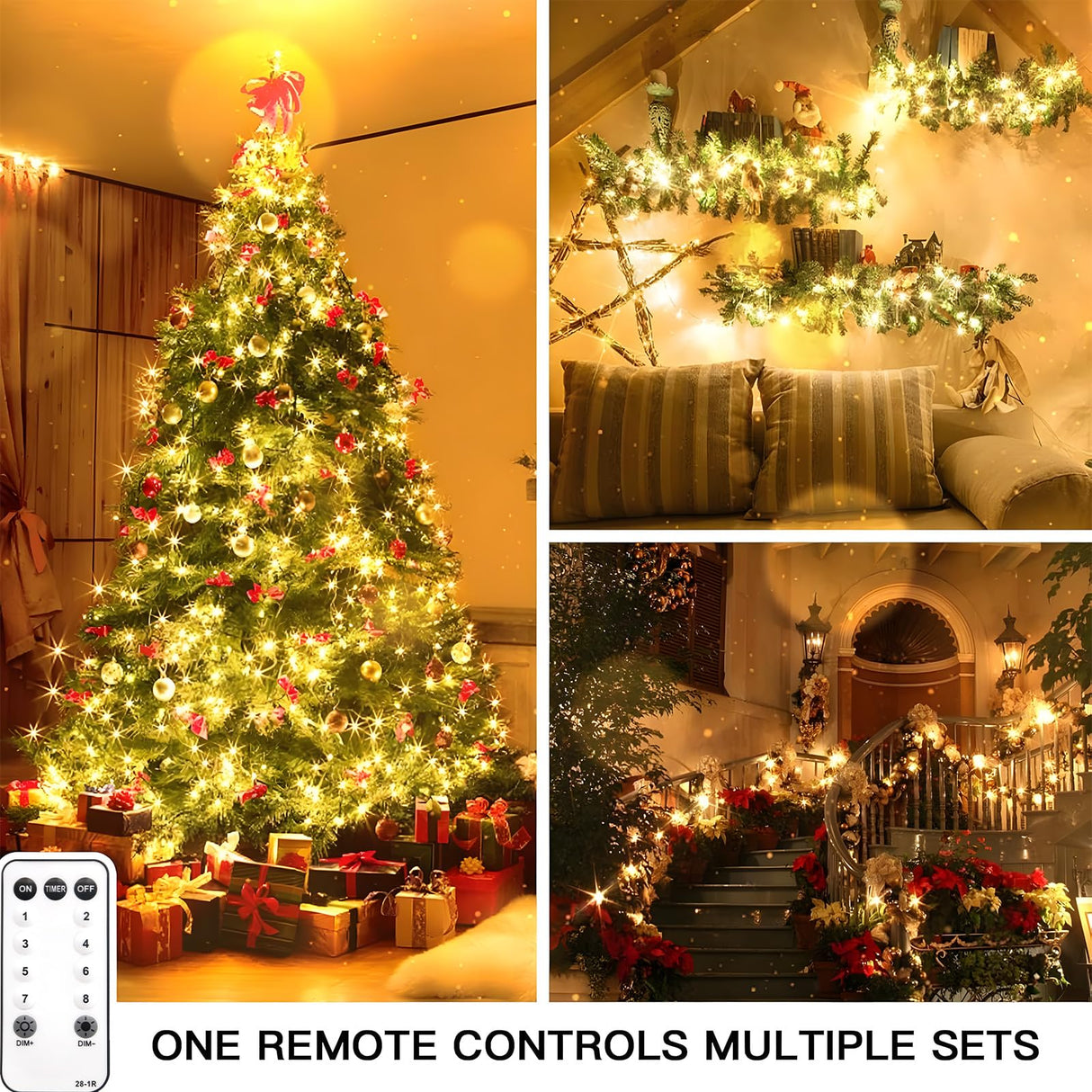 suddus 200 Led Connectable Christmas Lights Outdoor Waterproof, 66ft Fairy Lights Plug in with Remote, Warm White Christmas Tree Light Indoor for Xmas Holiday, Party, Porch, Patio, Garden Decor