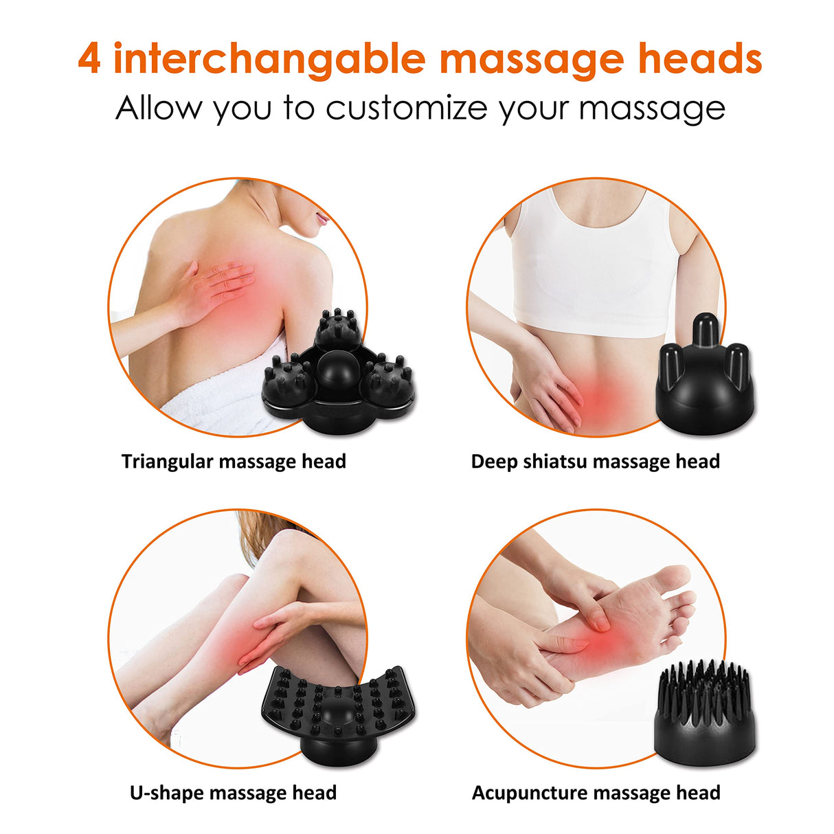 Snailax Cordless Handheld Back Massager - Rechargeable Percussion Massage with Heat, FSA HSA Eligible, Deep Tissue Massager for Neck Shoulder Waist Leg Foot Back, Portable Wand Massager for Full Body