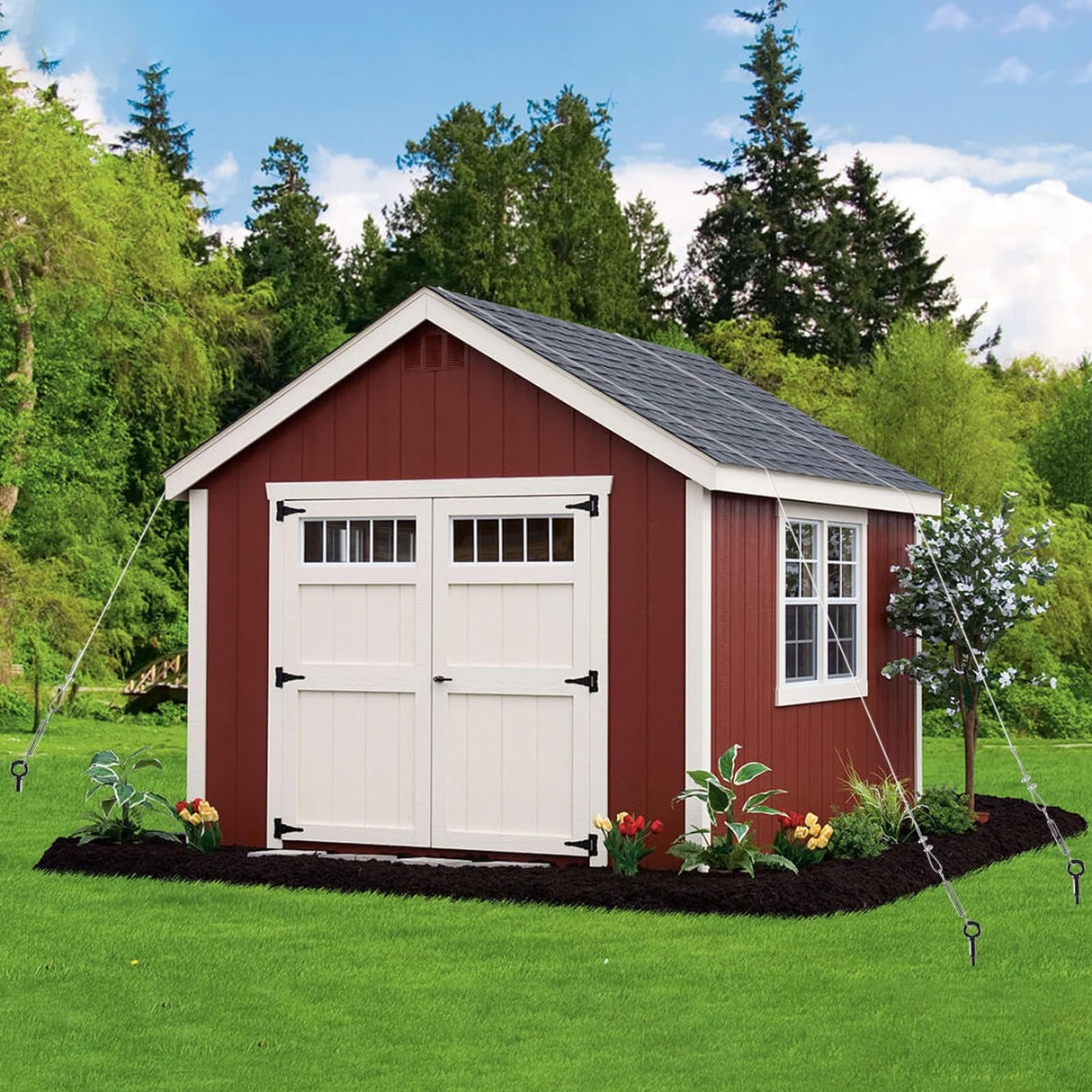 Fabulas 4 Pack 18" Ground Anchors Shed Anchor Kit with 50ft Galvanized Cable & 4 Pack Turnbuckles, Heavy Duty Ground Anchor Screw in Spiral Auger Earth Stakes for Shed Trampoline Swing Set Mobile Home