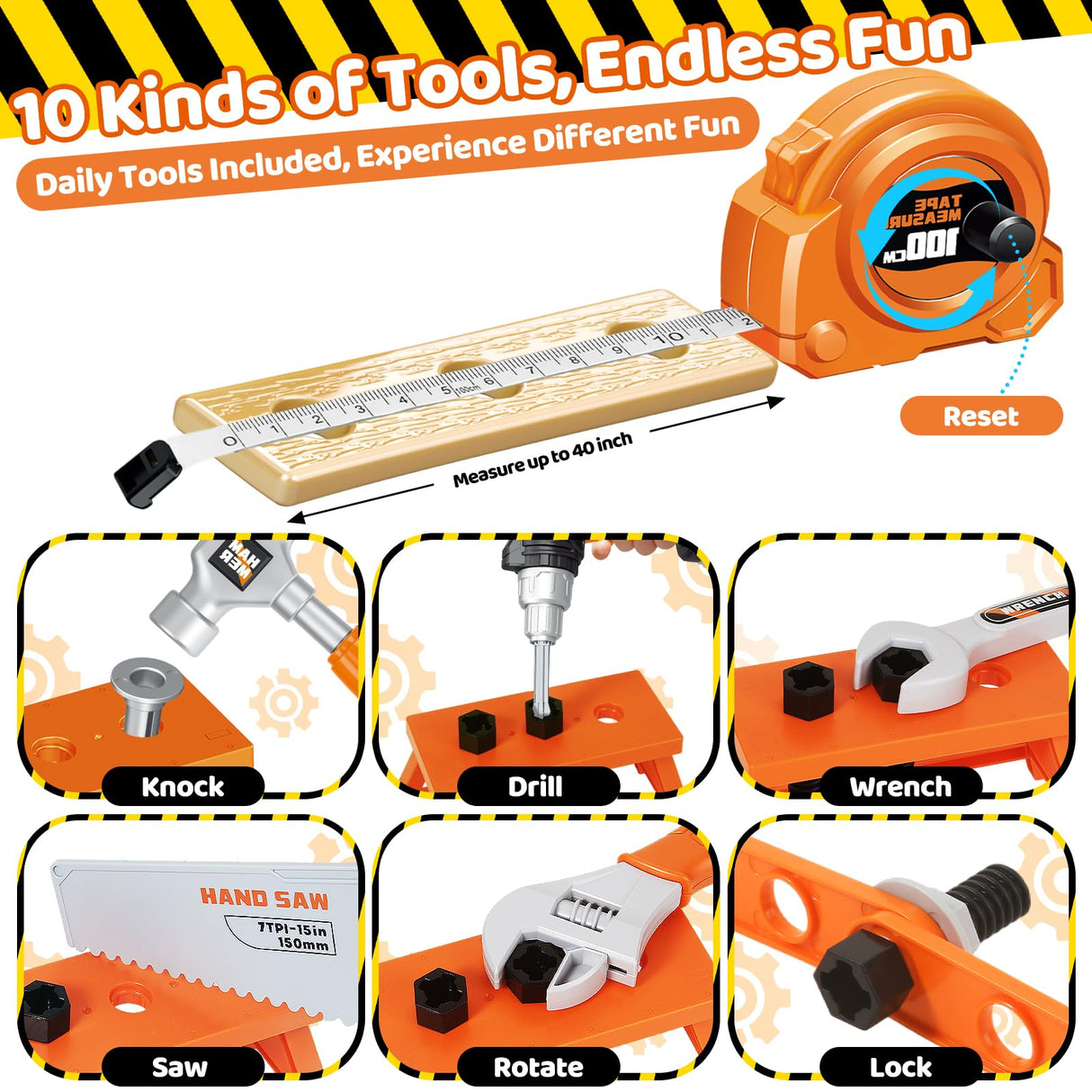 Kids Tool Set 46 PCS, Christmas Birthday Gifts for Kids Ages 3,4,5,6,7,8, Toddler Tool Set with Portable Tool Box & Electronic Toy Drill, Construction Toys Tools for Toddlers, Tool Kits for Boys Girls