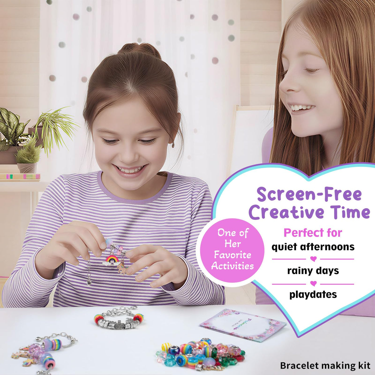 Charm Bracelet Making Kit & Unicorn/Mermaid Girl Toy- ideal Crafts for Ages 8-12 Girls who Inspire Imagination and Create Magic with Art Set and Jewelry Making Kit