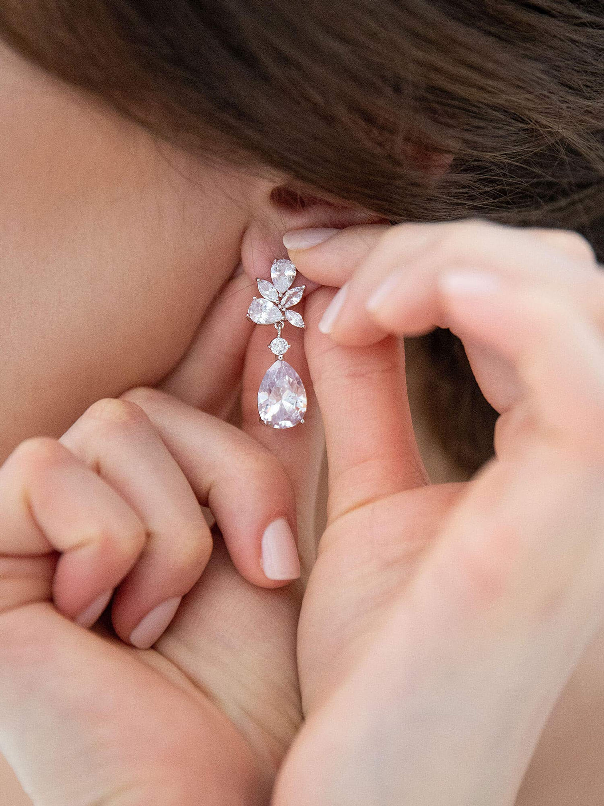 SWEETV Cubic Zirconia Wedding Earrings for Brides Bridesmaids