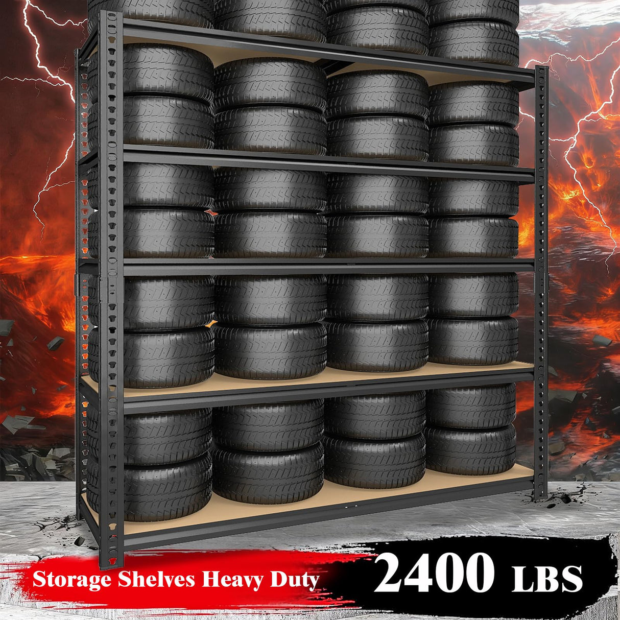 ZEUKMXOO Heavy Duty Garage Shelving,5-Tier Garage Storage Shelves,2400LBS Storage Shelves Heavy Duty,Adjustable 5 Tier Shelving Unit,Heavy Duty Shelving for Garage Storage Warehouse,28''×12''×60''