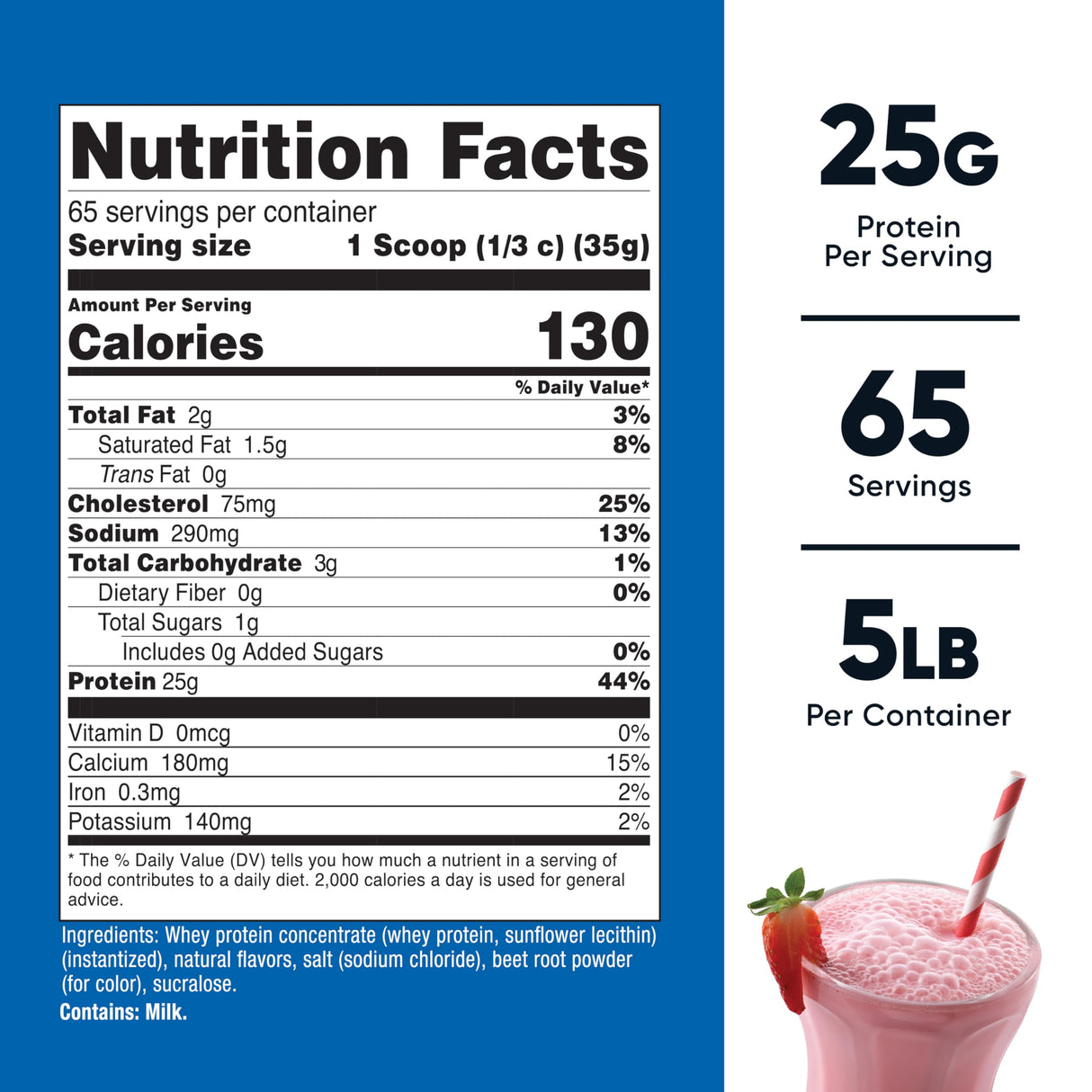 Nutricost Whey Protein Concentrate (Strawberry Milkshake) 5LBS - Gluten Free & GMO Free