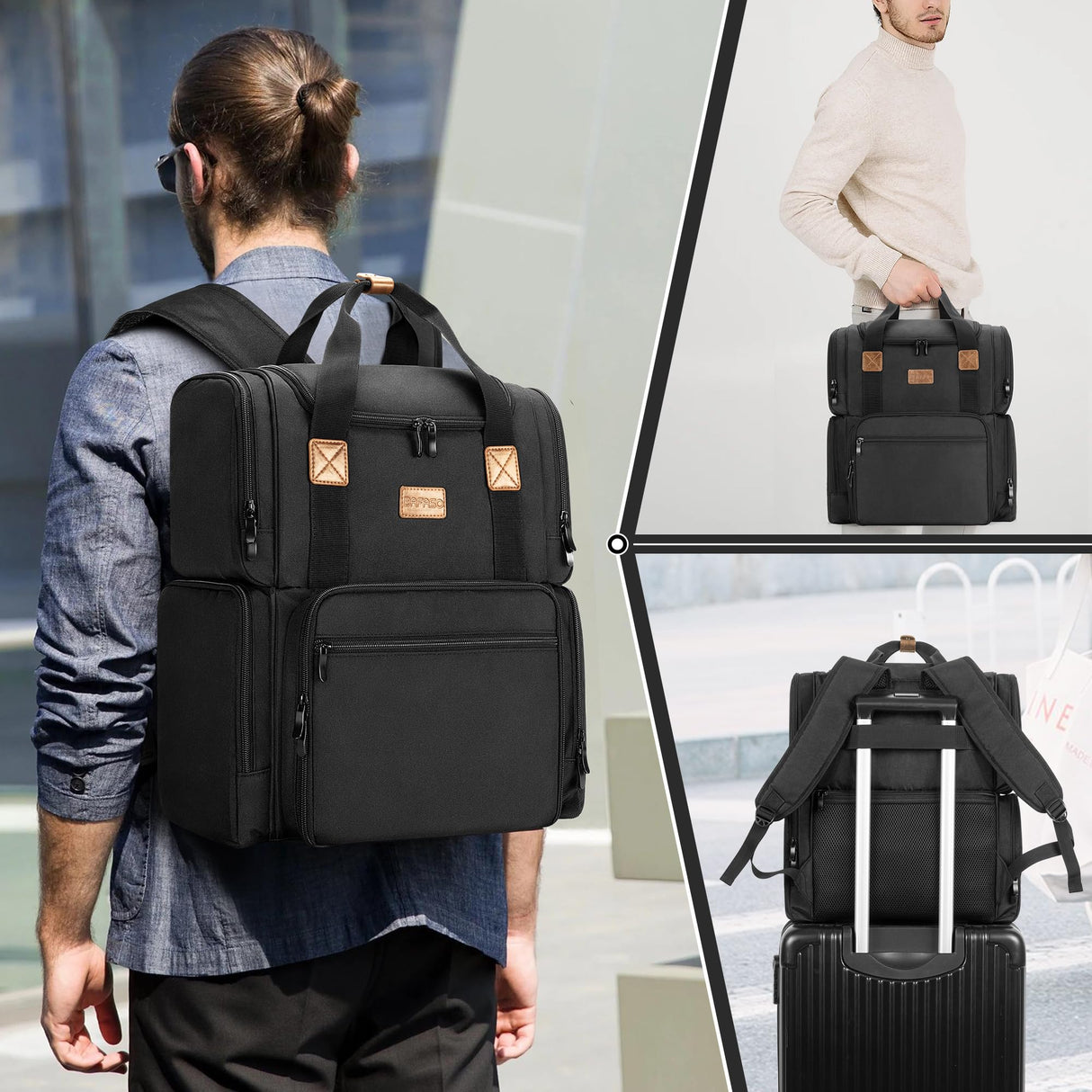 BAFASO Tattoo Backpack with 3 Inner Removable Pouches, Tattoo Case Holds Tattoo Stencil Printer and Tattoo Supplies (Bag Only), Black